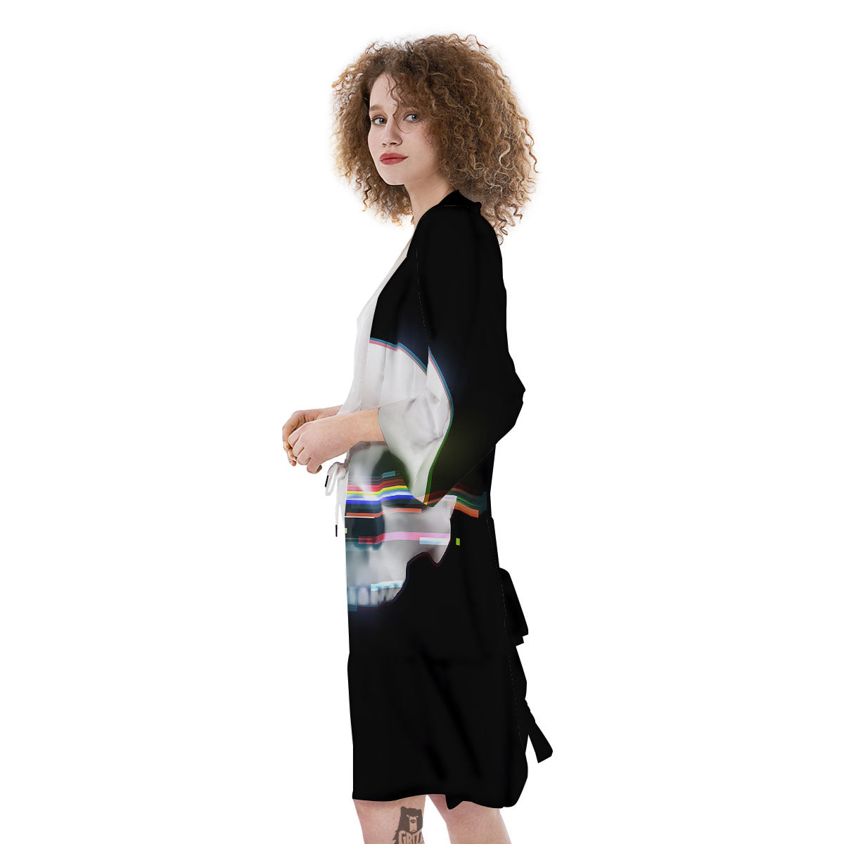 Astronaut Skull Digital Glitch Print Kimono-grizzshop