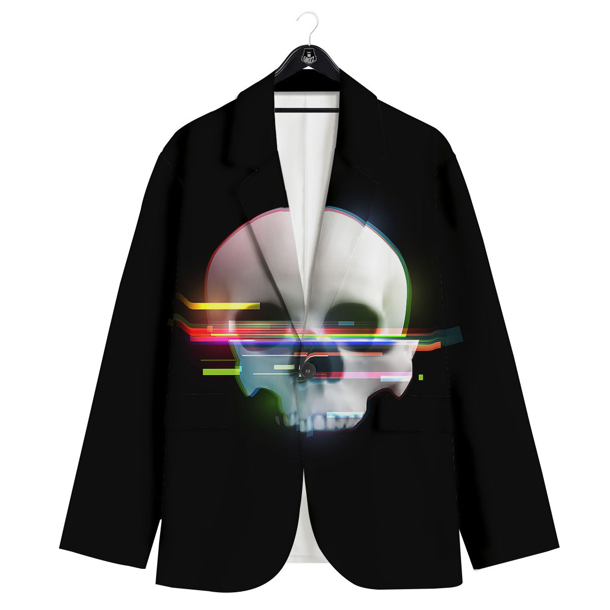 Astronaut Skull Digital Glitch Print Men's Sport Coat-grizzshop