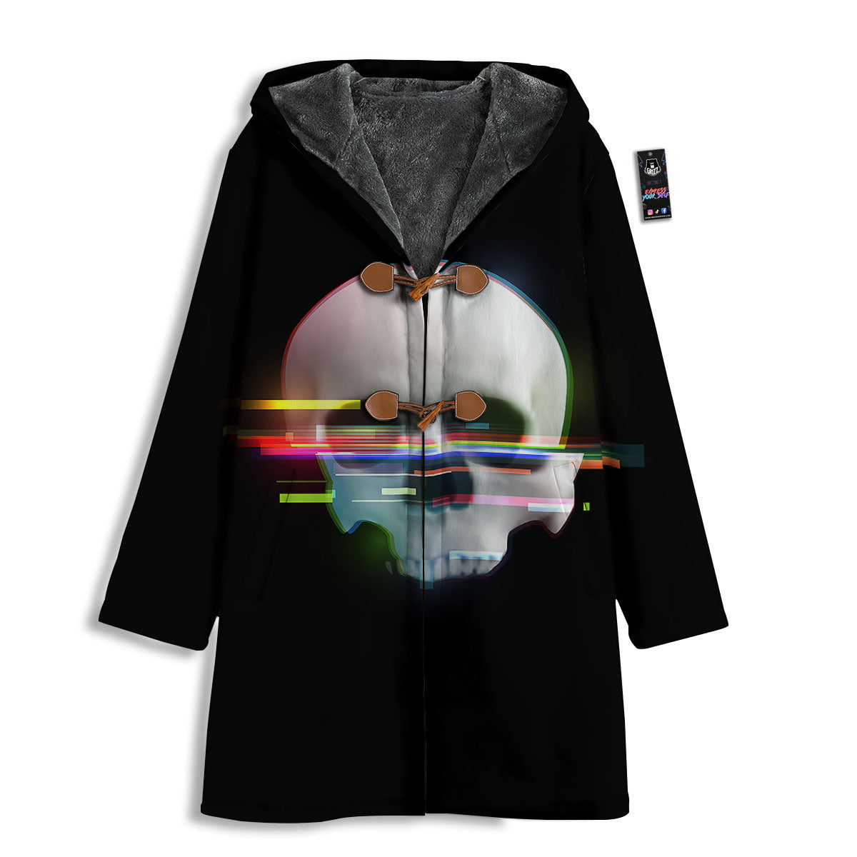 Astronaut Skull Digital Glitch Print Men's Windbreaker Jacket-grizzshop