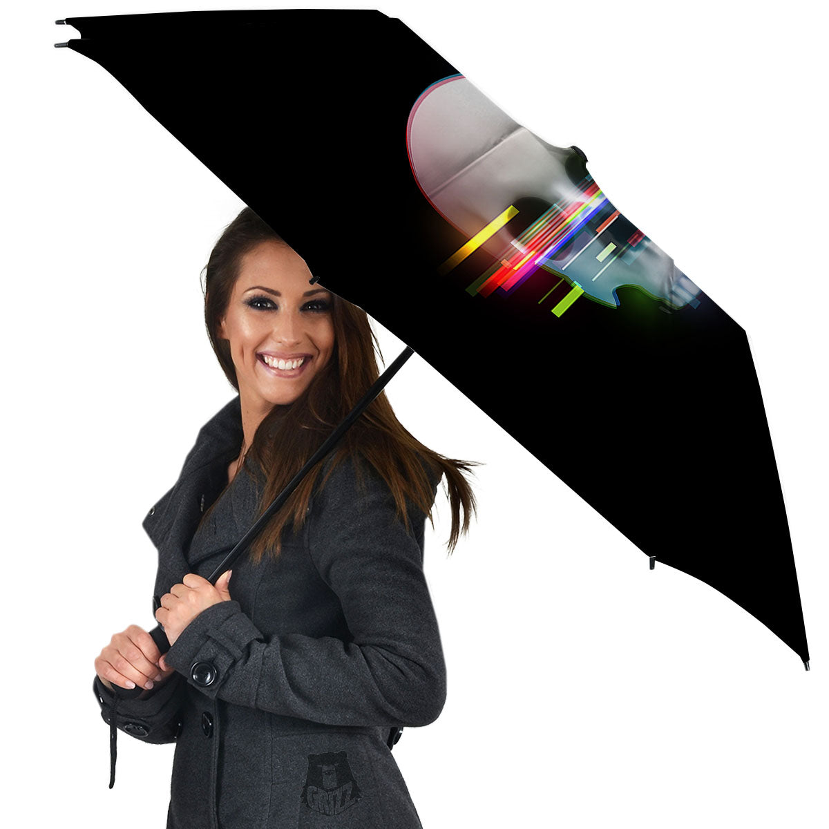 Astronaut Skull Digital Glitch Print Umbrella-grizzshop