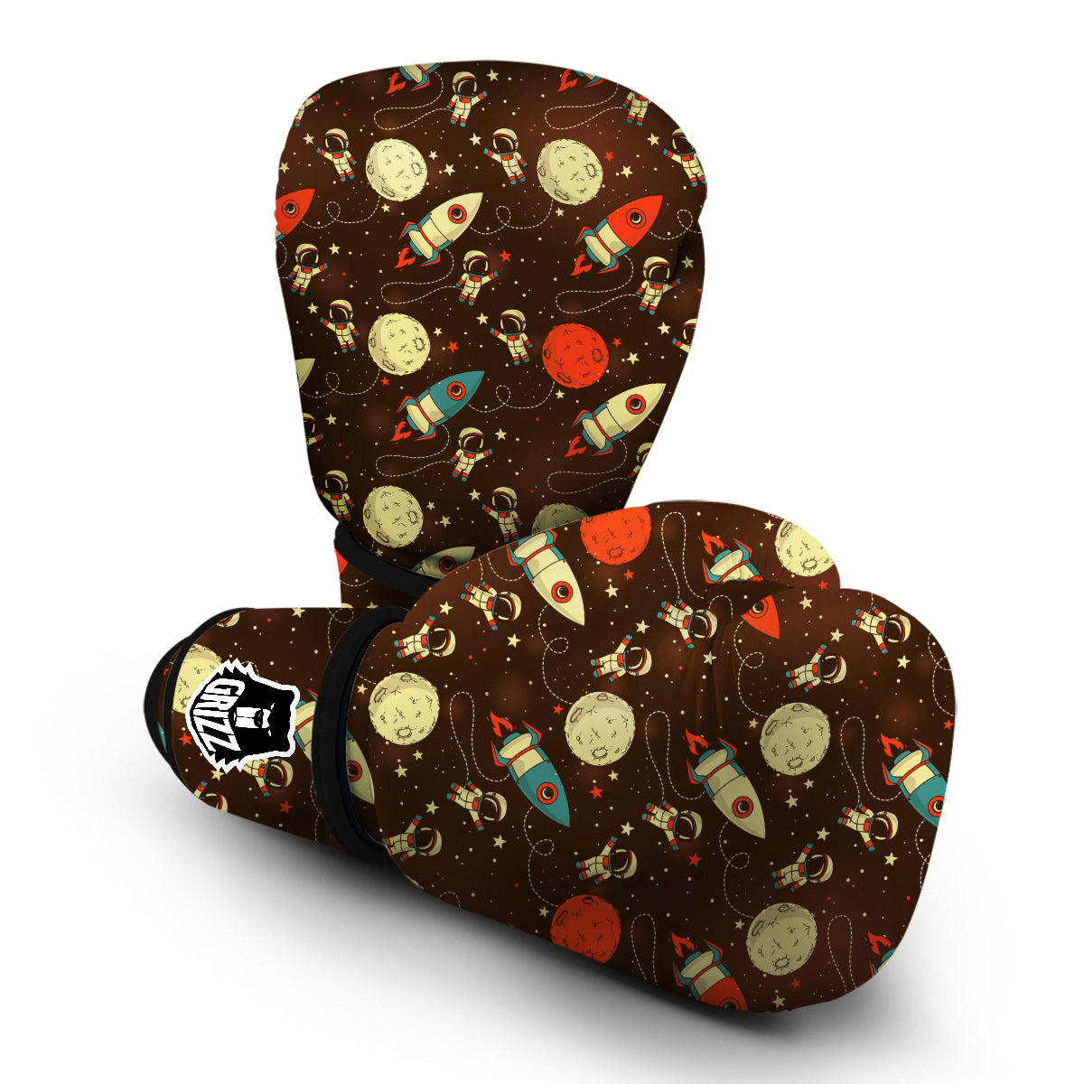 Astronaut Space Pattern Print Boxing Gloves-grizzshop