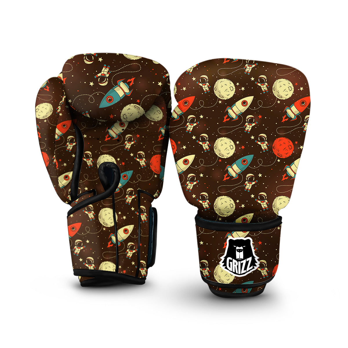 Astronaut Space Pattern Print Boxing Gloves-grizzshop