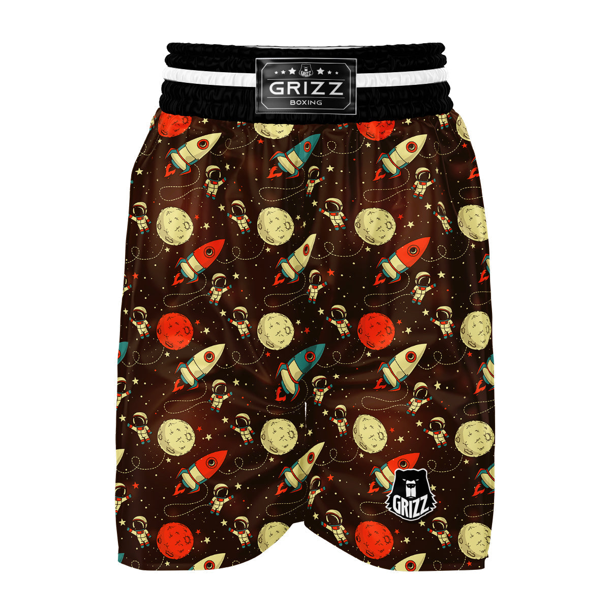 Astronaut Space Pattern Print Boxing Shorts-grizzshop