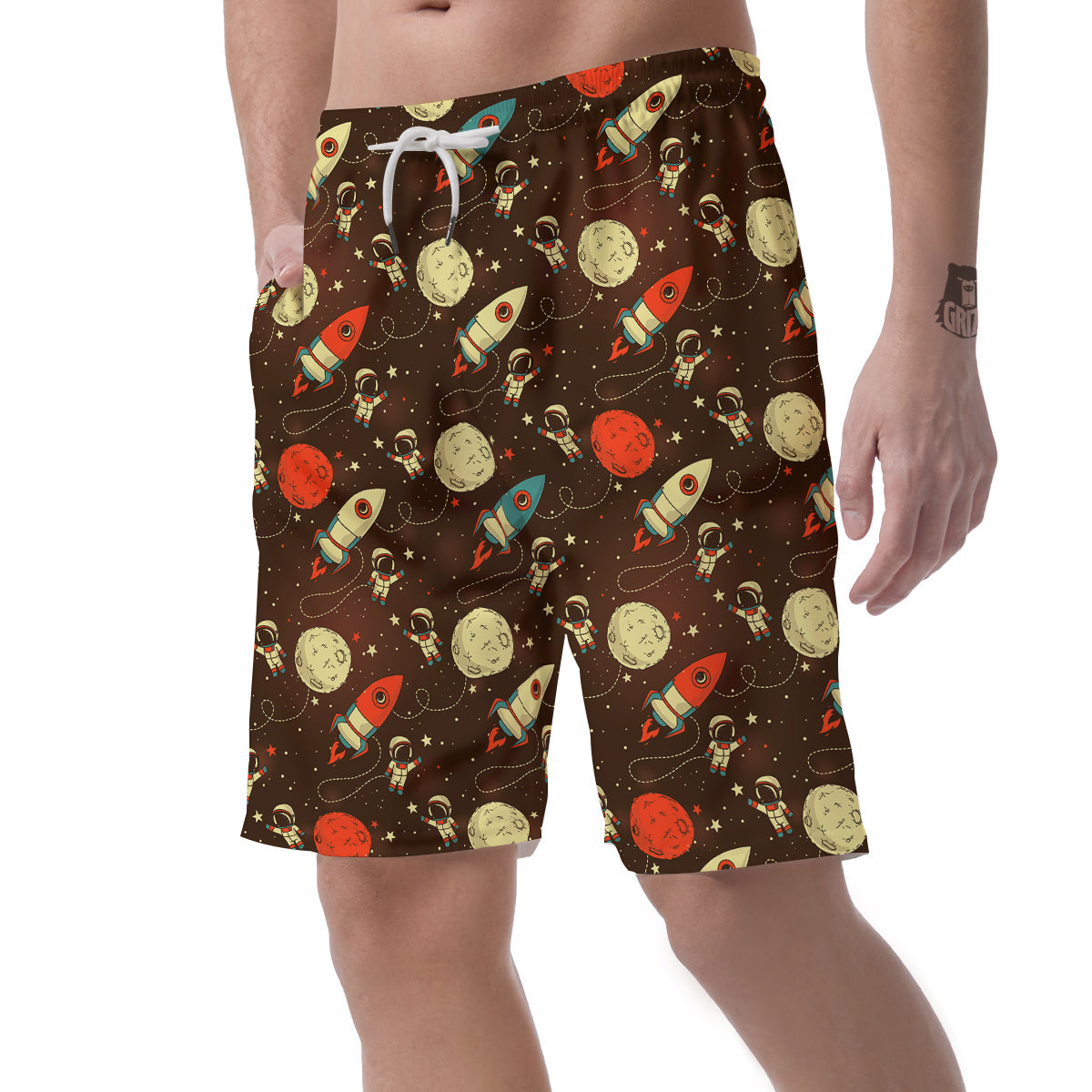 Astronaut Space Pattern Print Men's Shorts-grizzshop