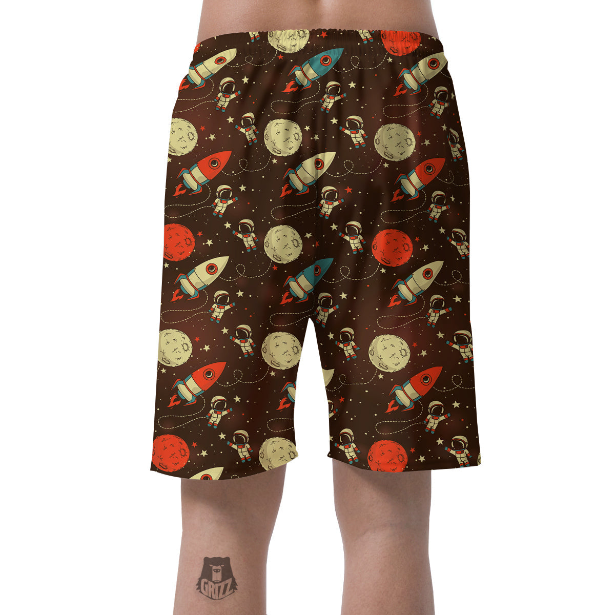 Astronaut Space Pattern Print Men's Shorts-grizzshop