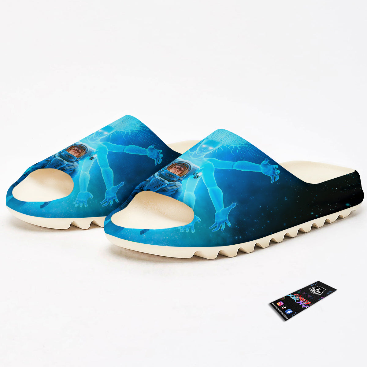 Astronaut And Female Alien Print Sandals-grizzshop