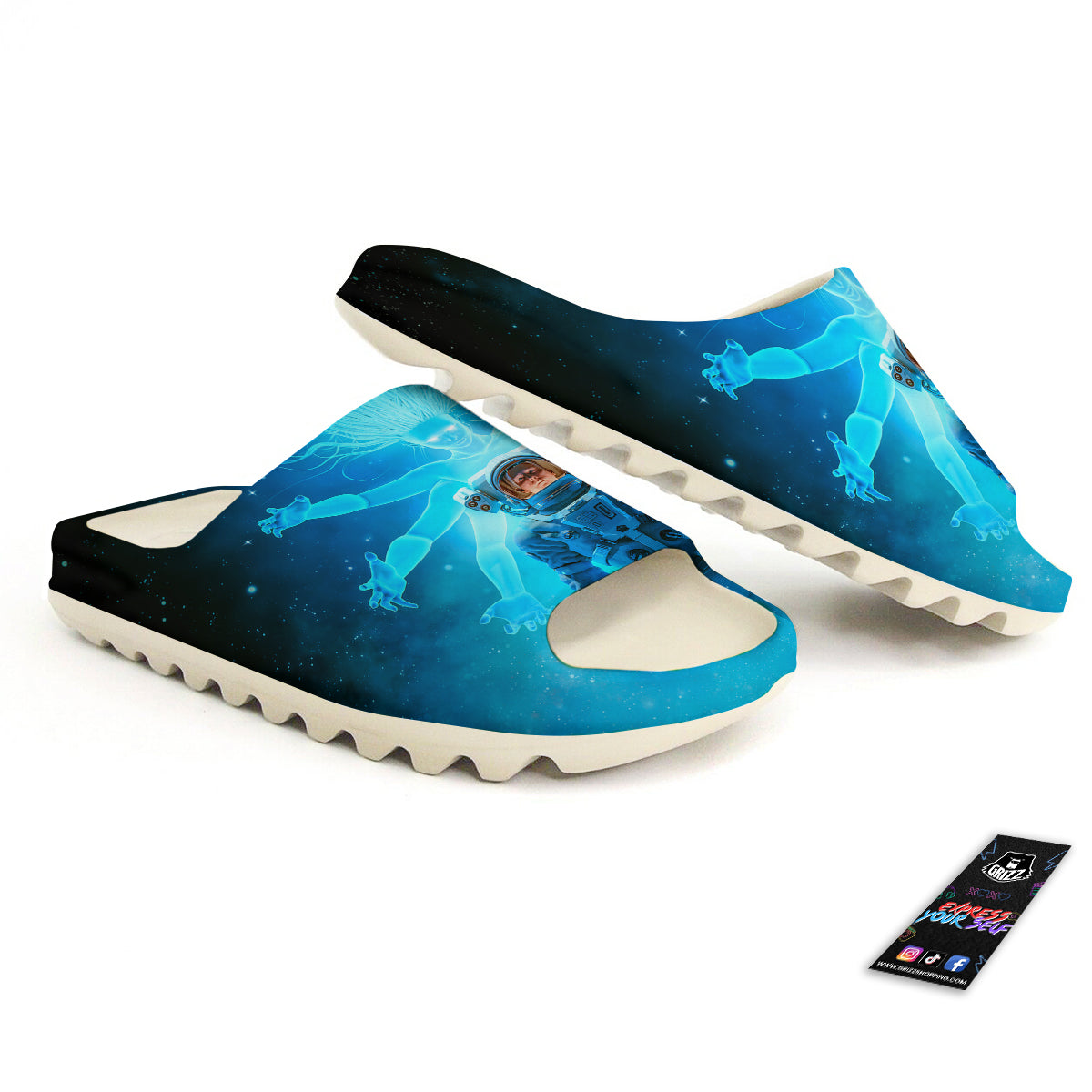 Astronaut And Female Alien Print Sandals-grizzshop