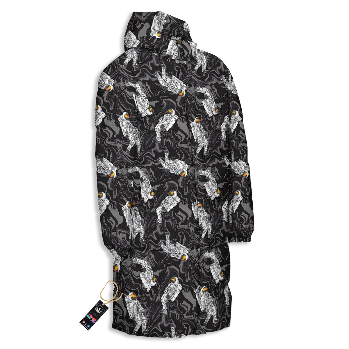 Astronaut Floating In Space Print Long Down Jacket