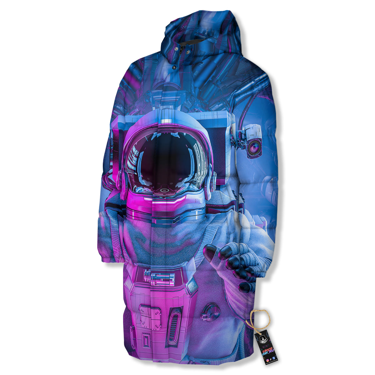 Astronaut Futuristic Print Long Down Jacket