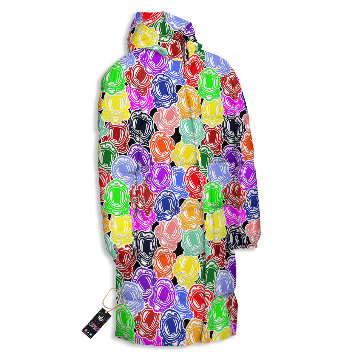 Astronaut Helmet Colorful Print Pattern Long Down Jacket