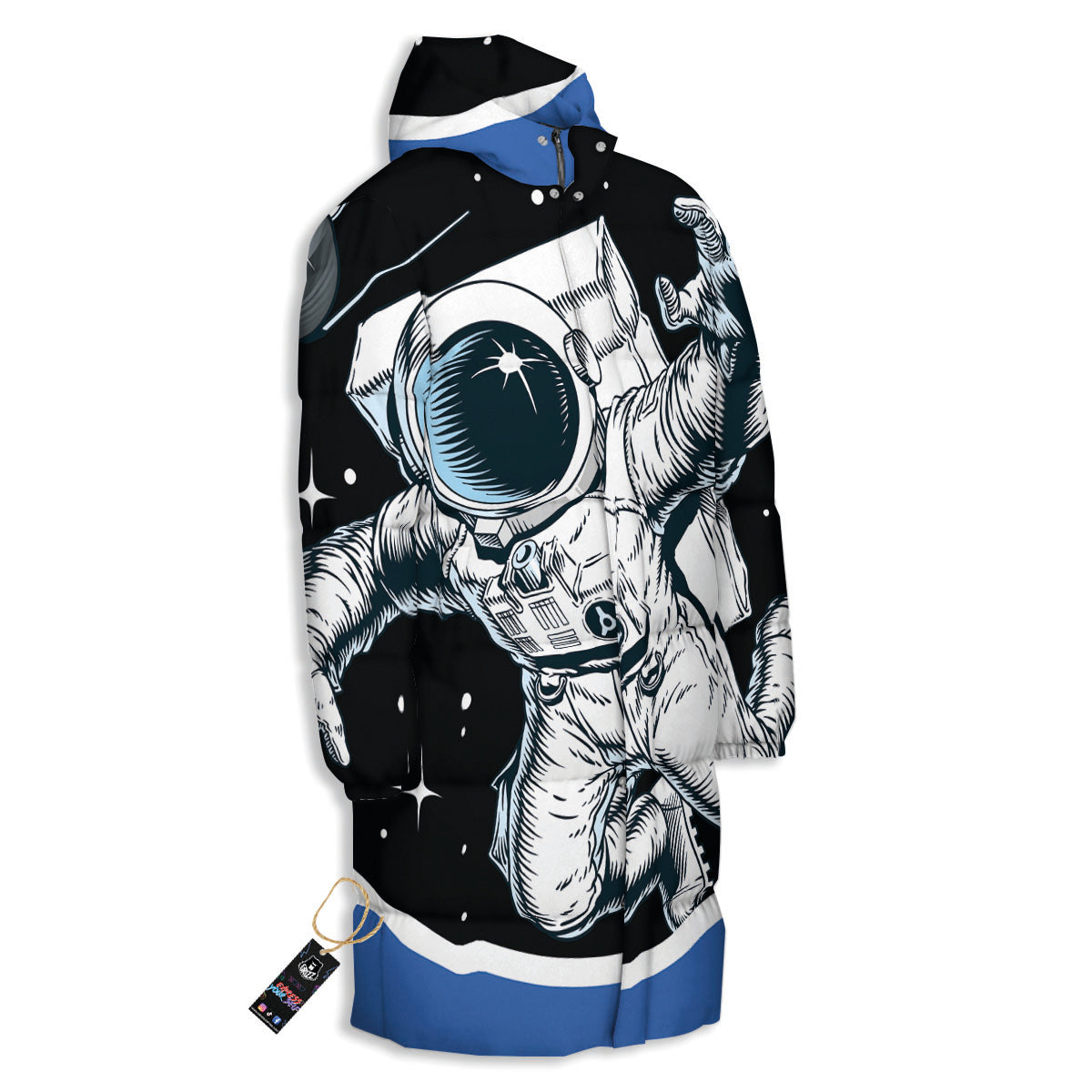 Astronaut In The Space Print Long Down Jacket