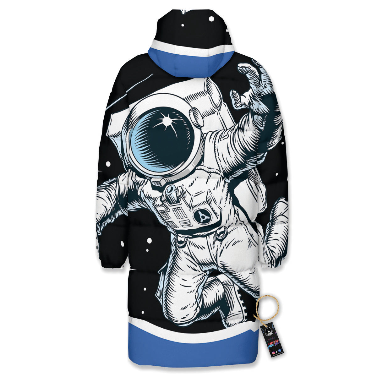 Astronaut In The Space Print Long Down Jacket