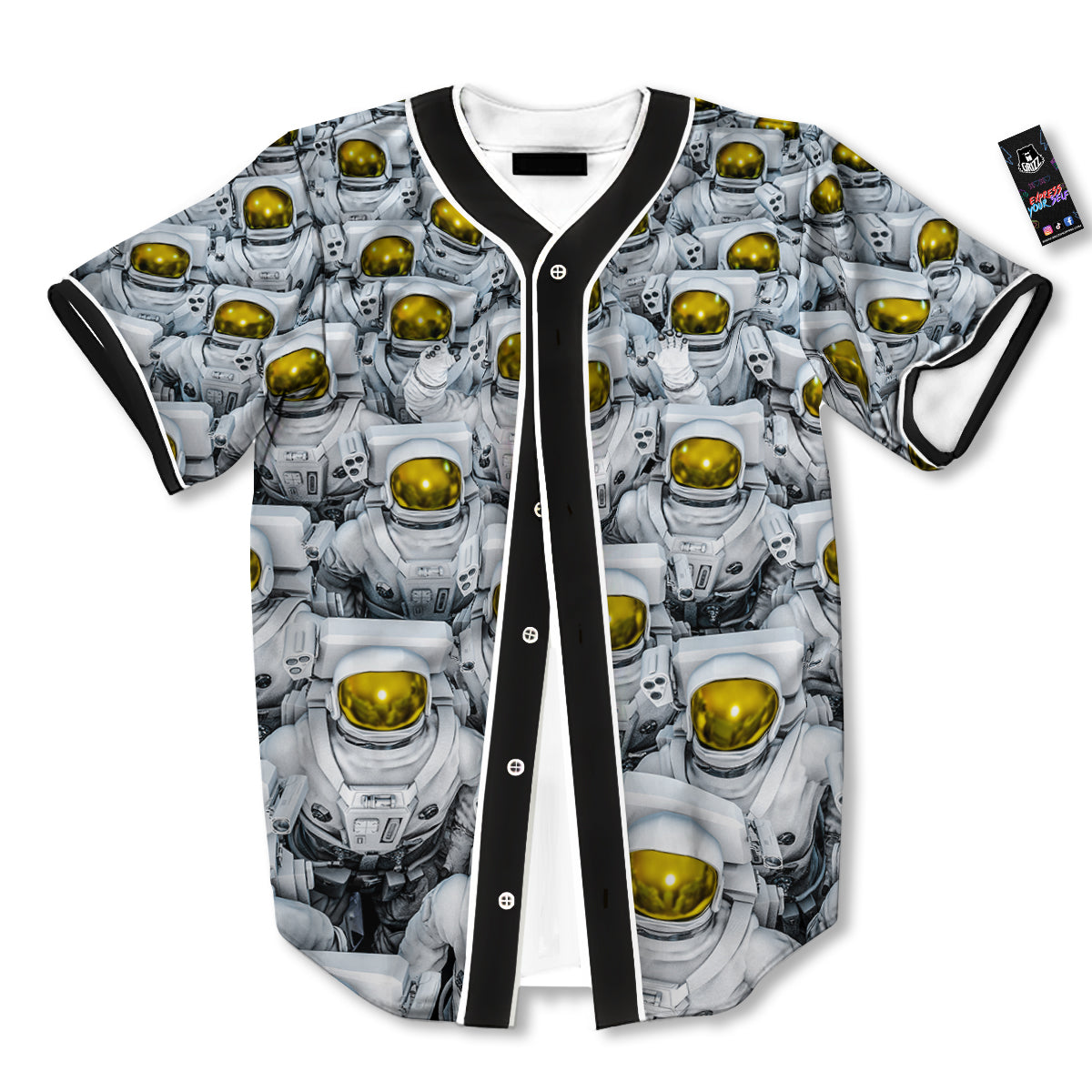 Astronauts Group Print Baseball Jersey-grizzshop