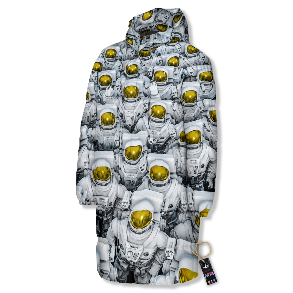 Astronauts Group Print Long Down Jacket-grizzshop