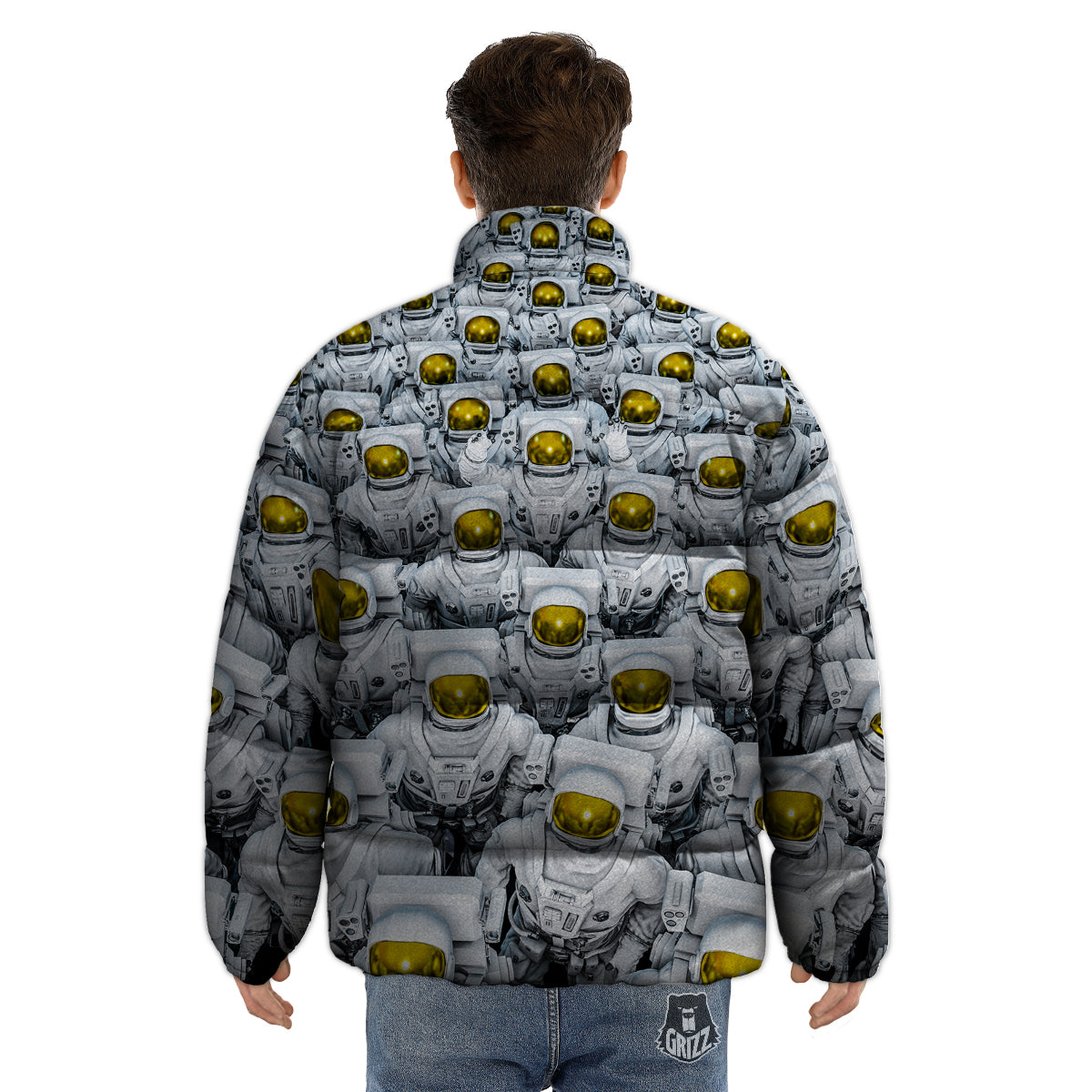 Astronauts Group Print Puffer Jacket-grizzshop