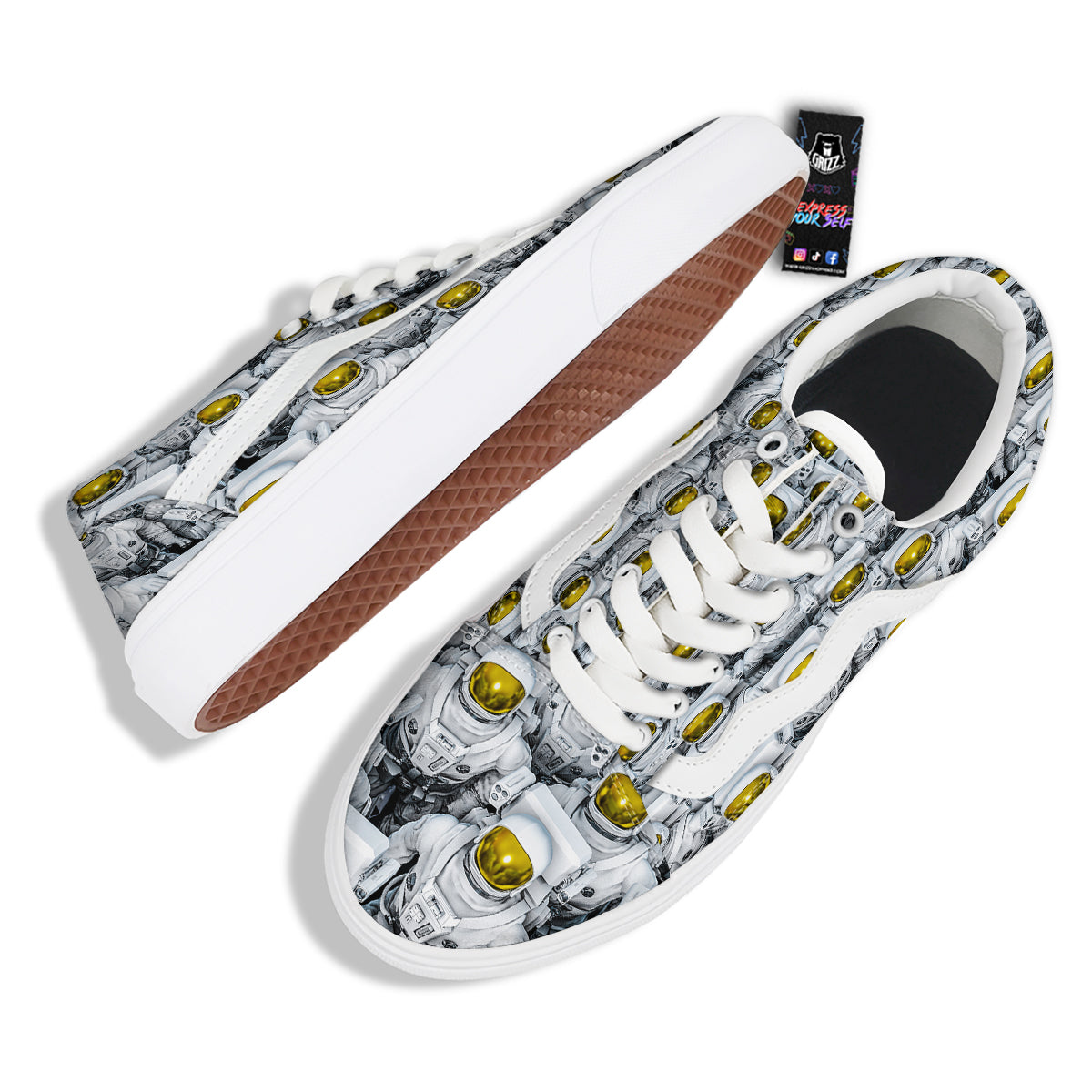 Astronauts Group Print Skate Shoes-grizzshop