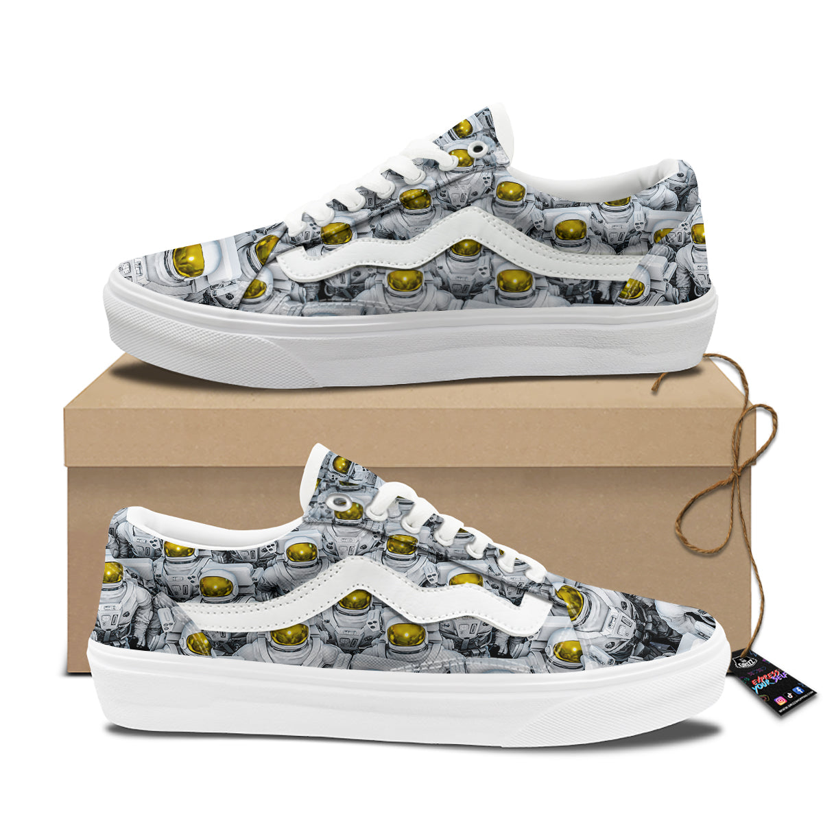 Astronauts Group Print Skate Shoes-grizzshop