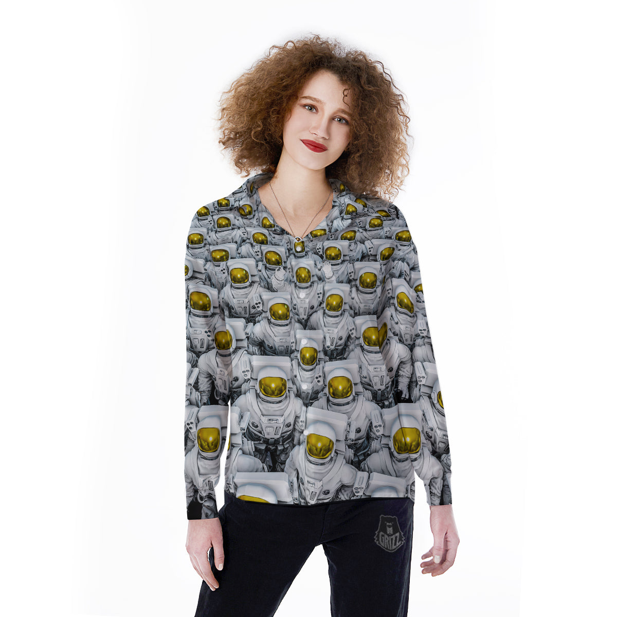 Astronauts Group Print Women's Long Sleeve Shirts-grizzshop