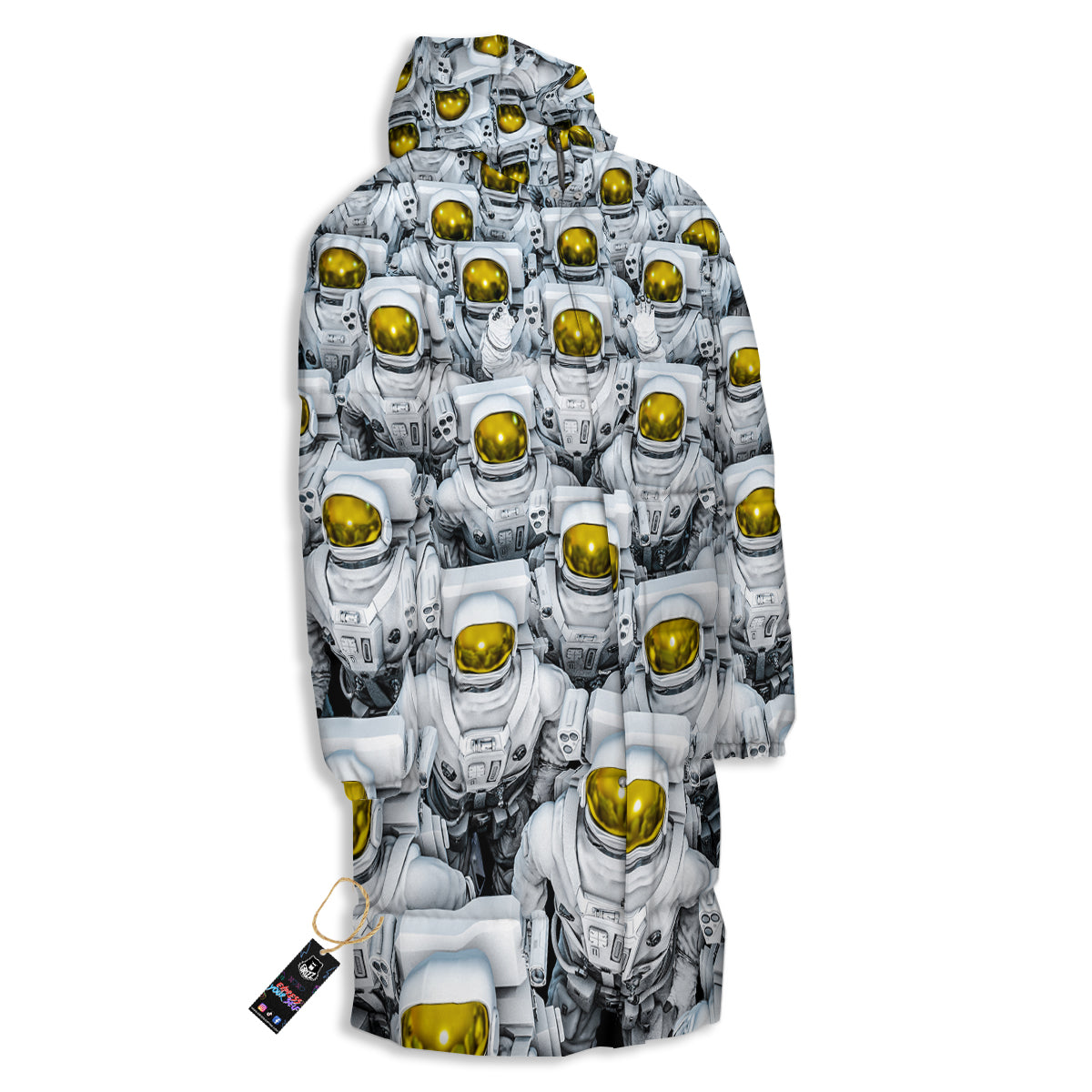Astronauts Group Print Long Down Jacket