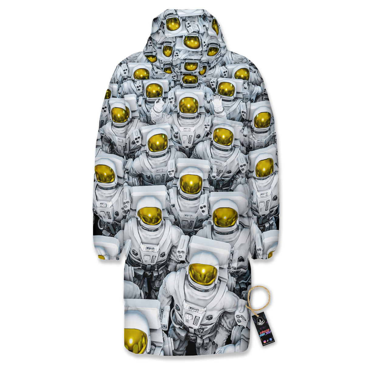 Astronauts Group Print Long Down Jacket