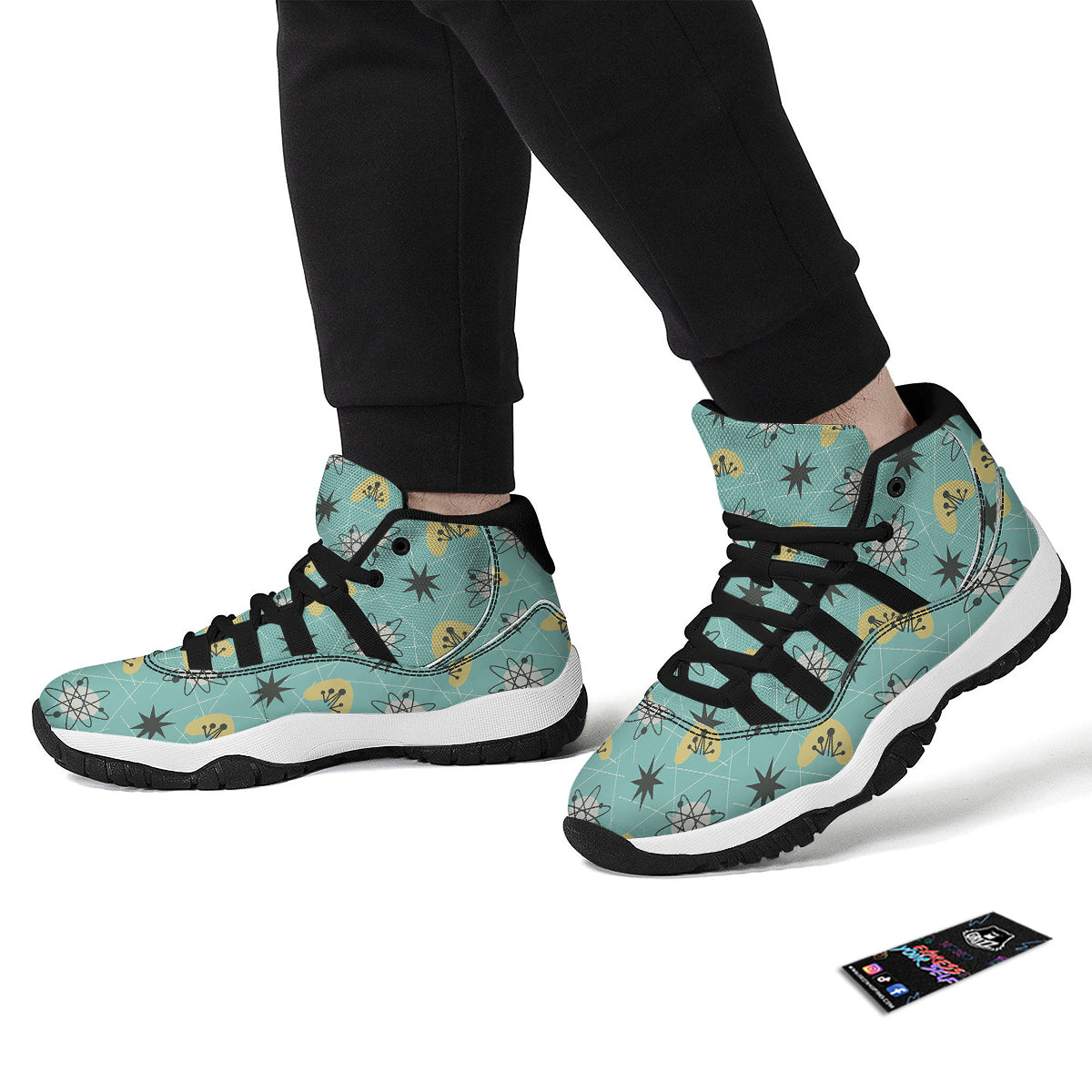 Atom Science Pattern Print Black Bball Shoes-grizzshop