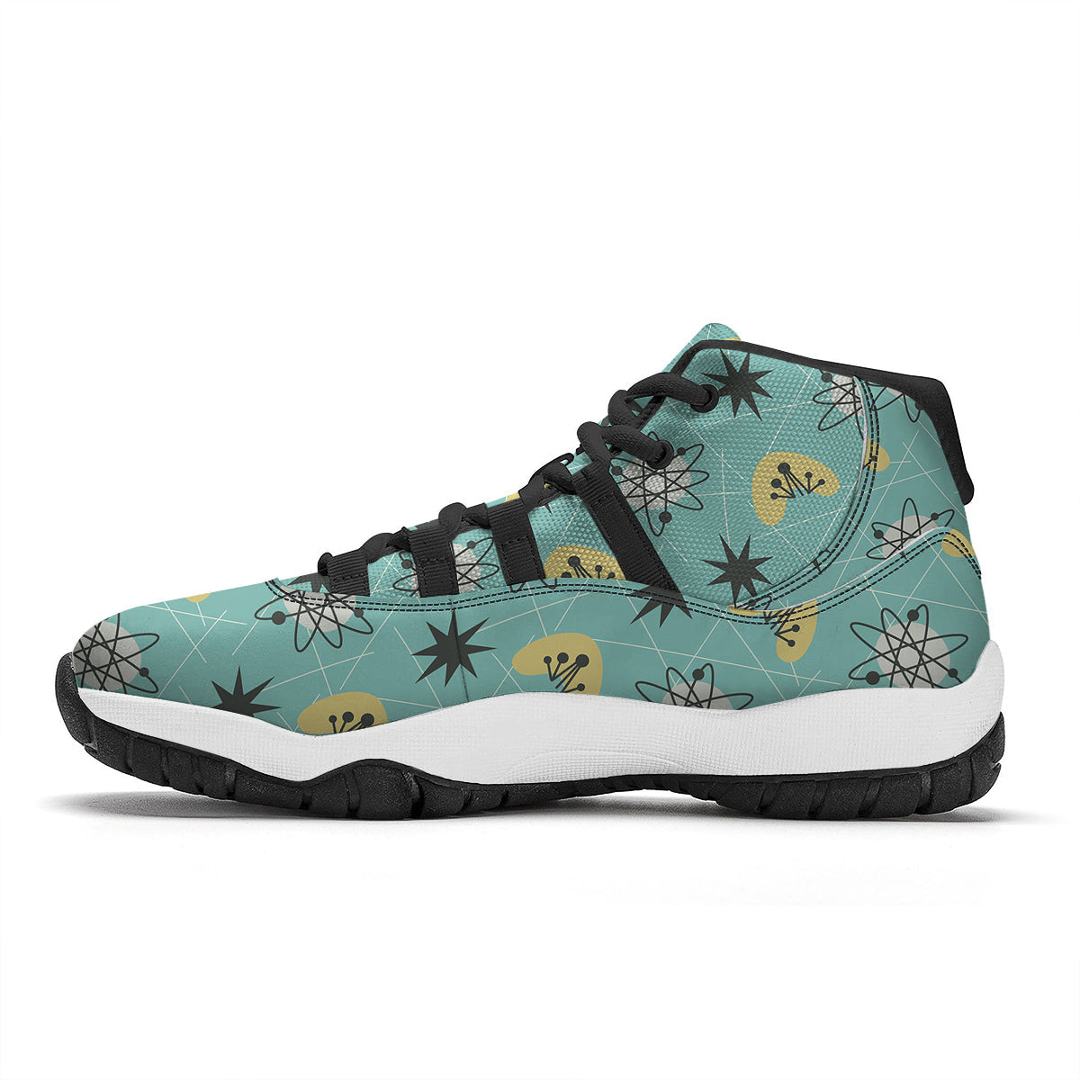Atom Science Pattern Print Black Bball Shoes-grizzshop