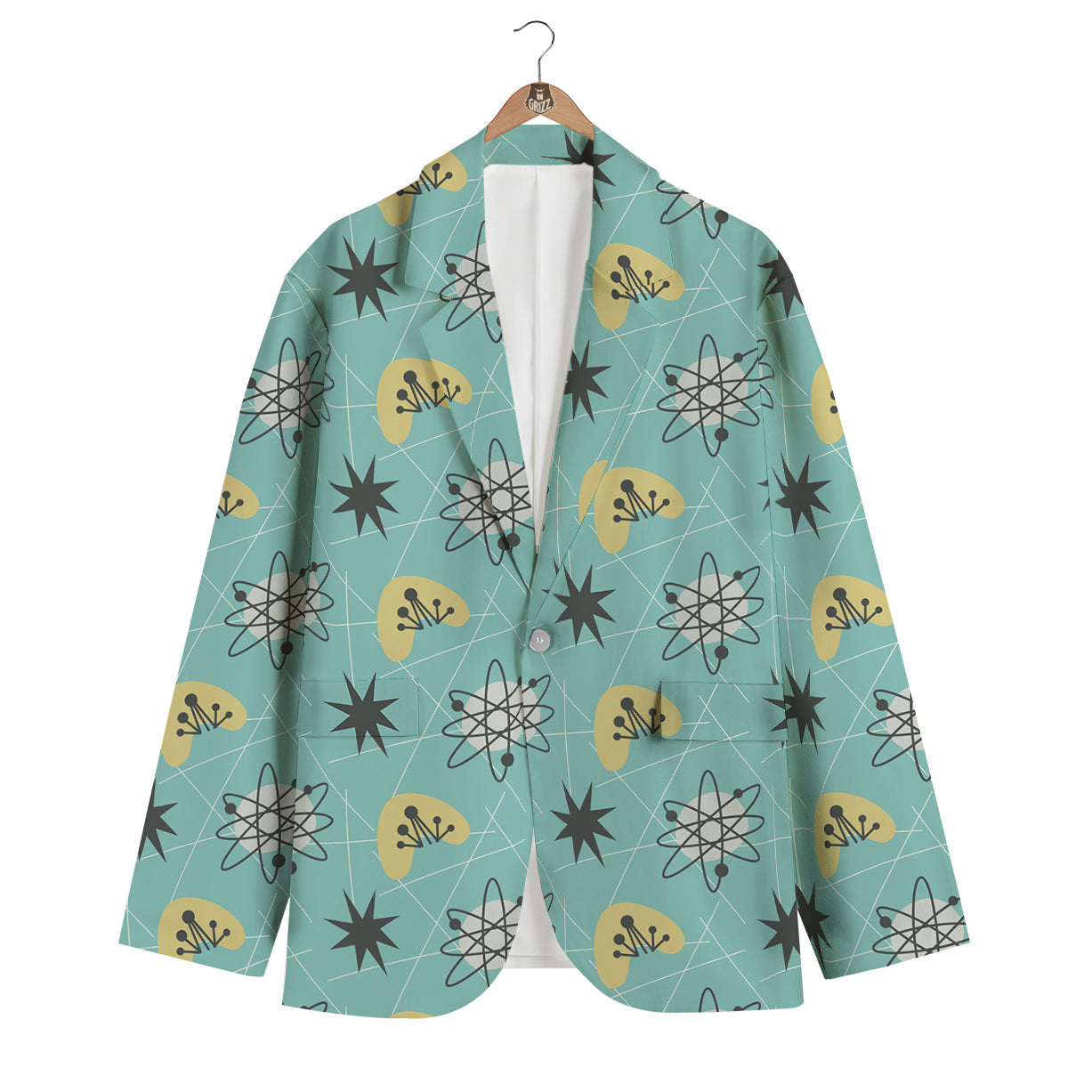 Atom Science Pattern Print Men's Blazer-grizzshop