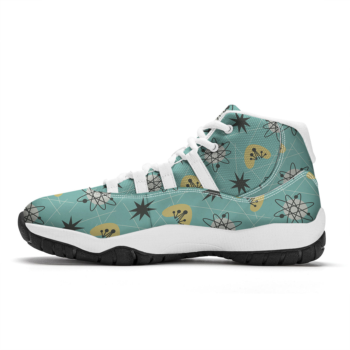 Atom Science Pattern Print White Bball Shoes-grizzshop