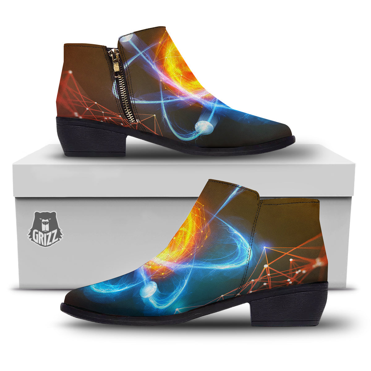 Atomic Structure Print Ankle Boots-grizzshop