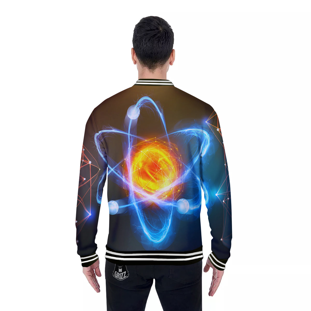 Atomic Structure Print Baseball Jacket-grizzshop