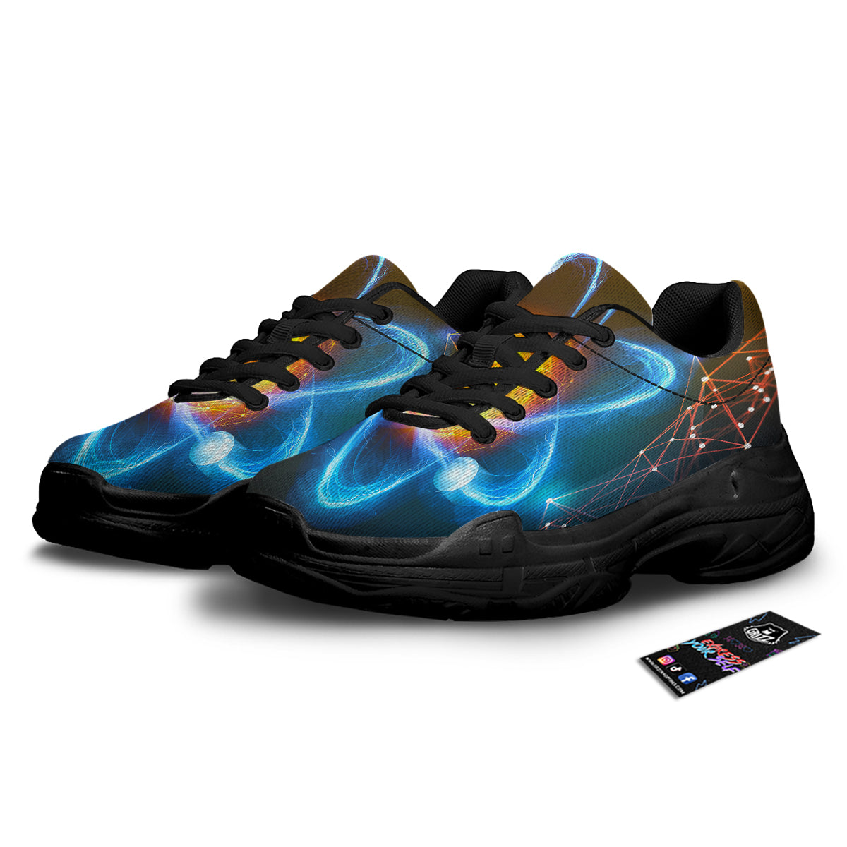 Atomic Structure Print Black Chunky Shoes-grizzshop