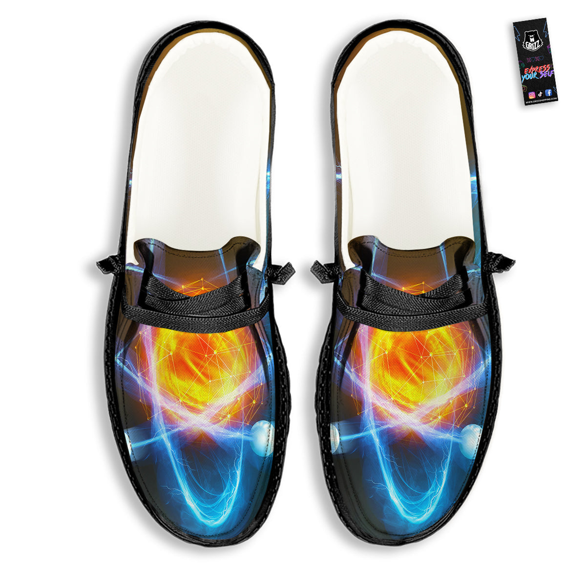 Atomic Structure Print Black Loafers-grizzshop
