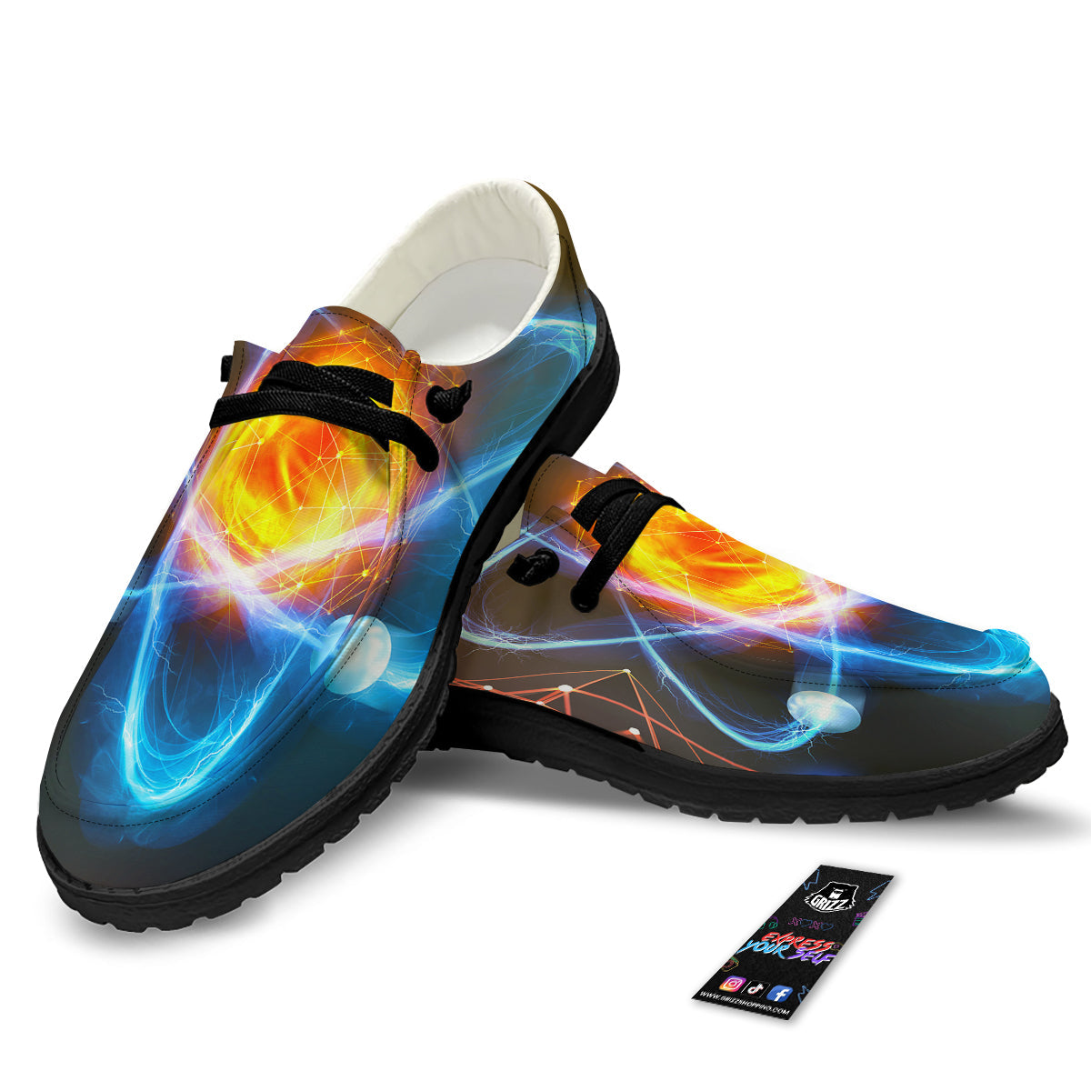 Atomic Structure Print Black Loafers-grizzshop