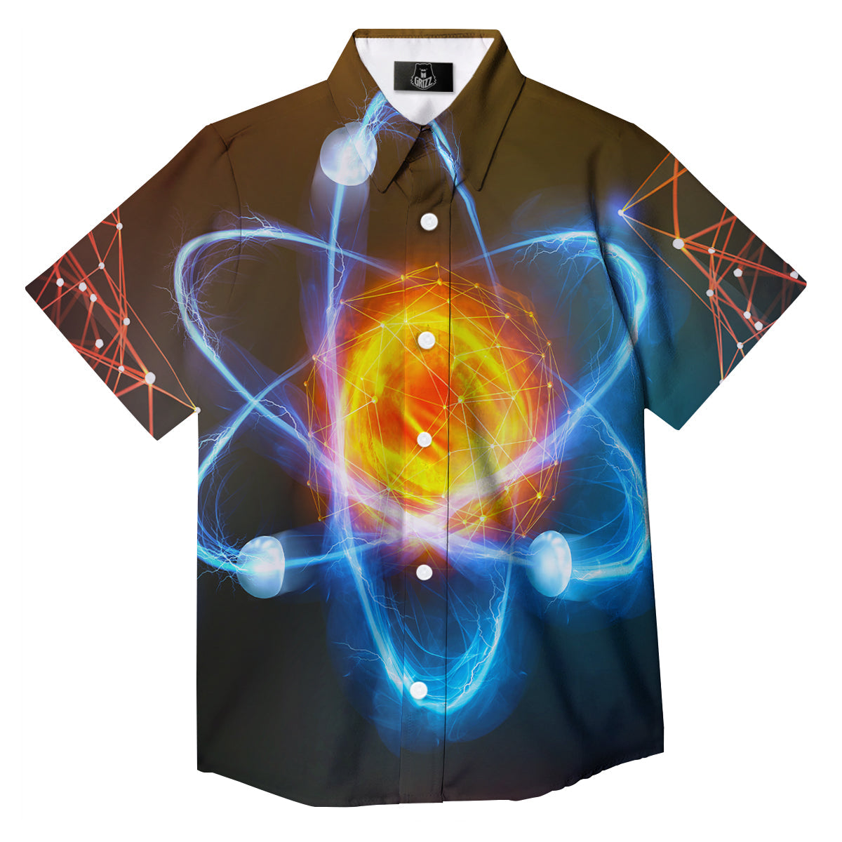 Atomic Structure Print Button Up Shirt-grizzshop