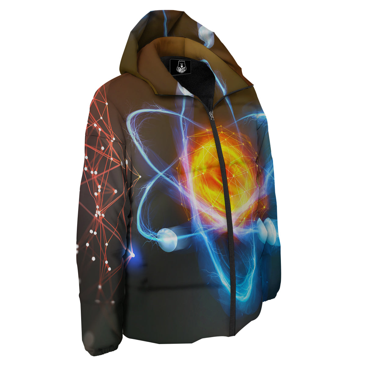 Atomic Structure Print Down Jacket-grizzshop