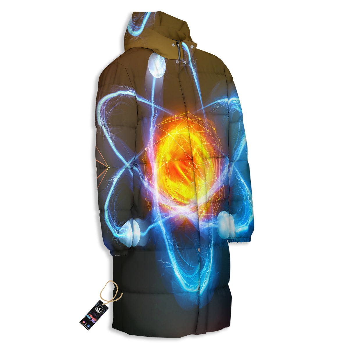 Atomic Structure Print Long Down Jacket-grizzshop