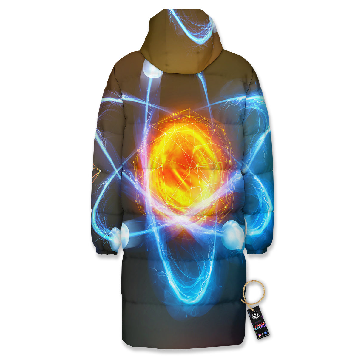 Atomic Structure Print Long Down Jacket-grizzshop