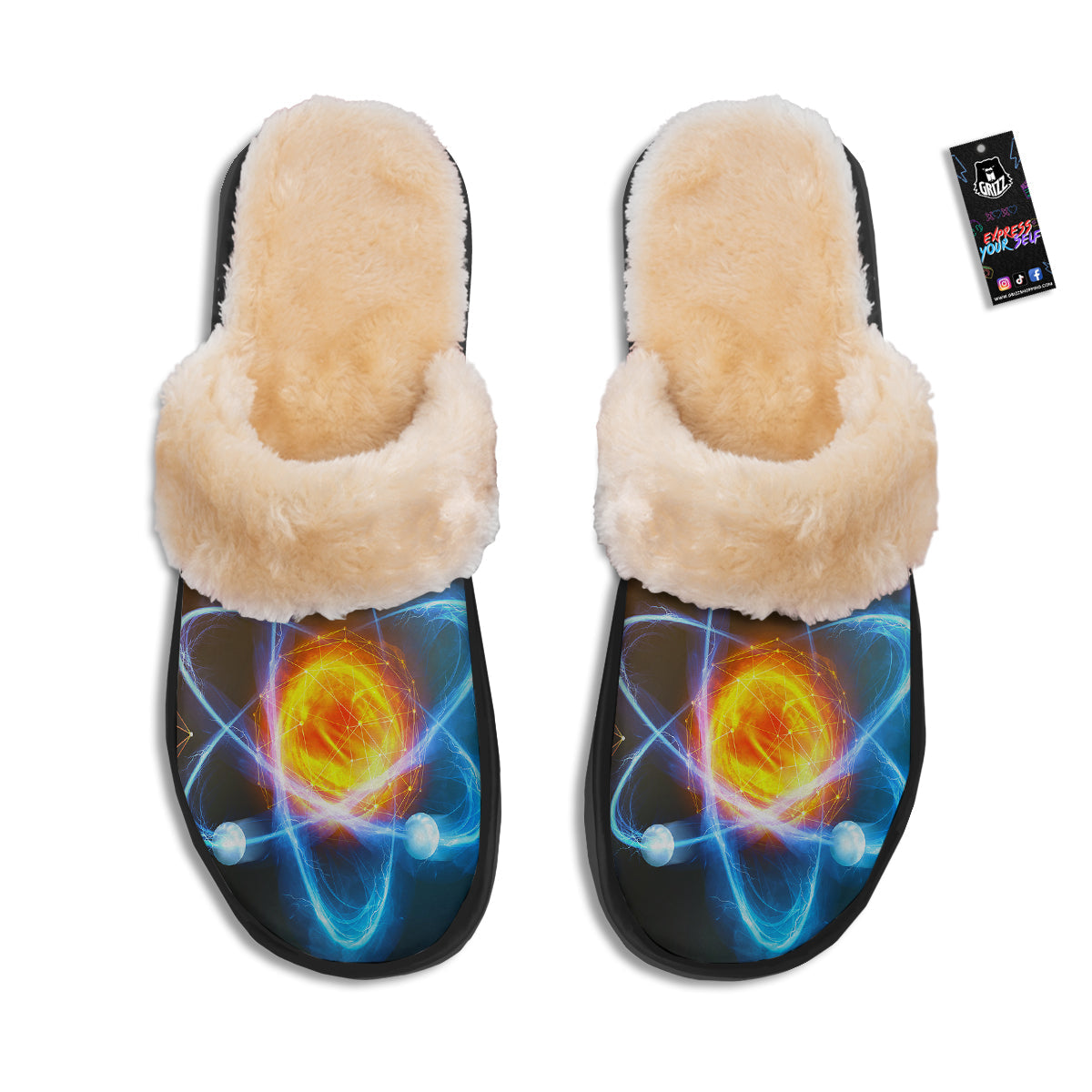 Atomic Structure Print Slippers-grizzshop