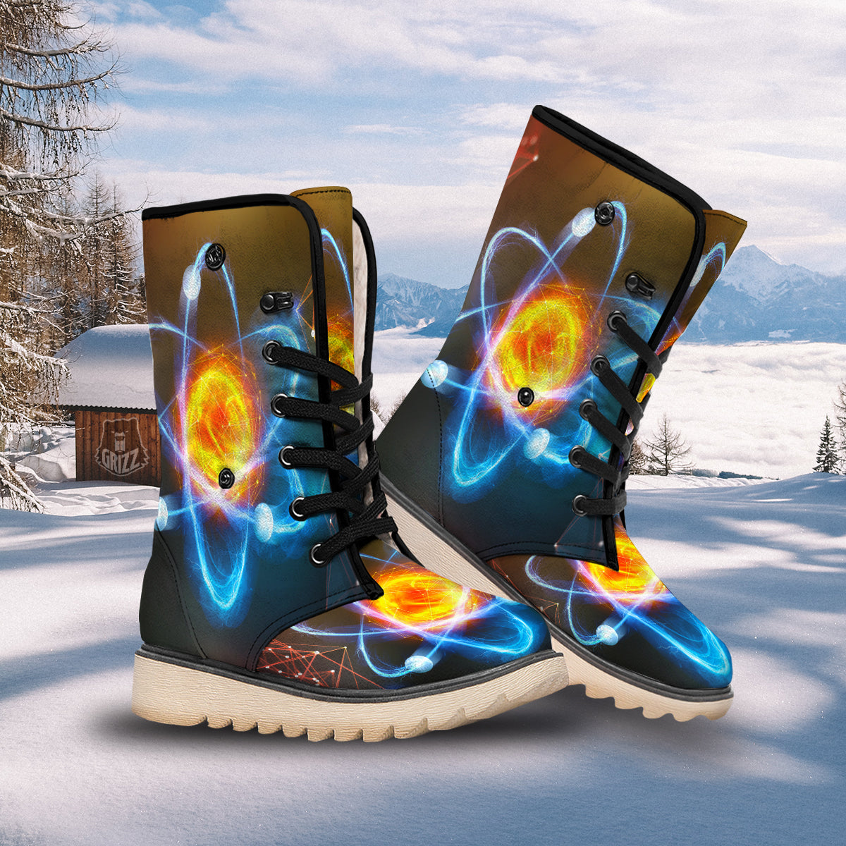 Atomic Structure Print Snow Boots-grizzshop