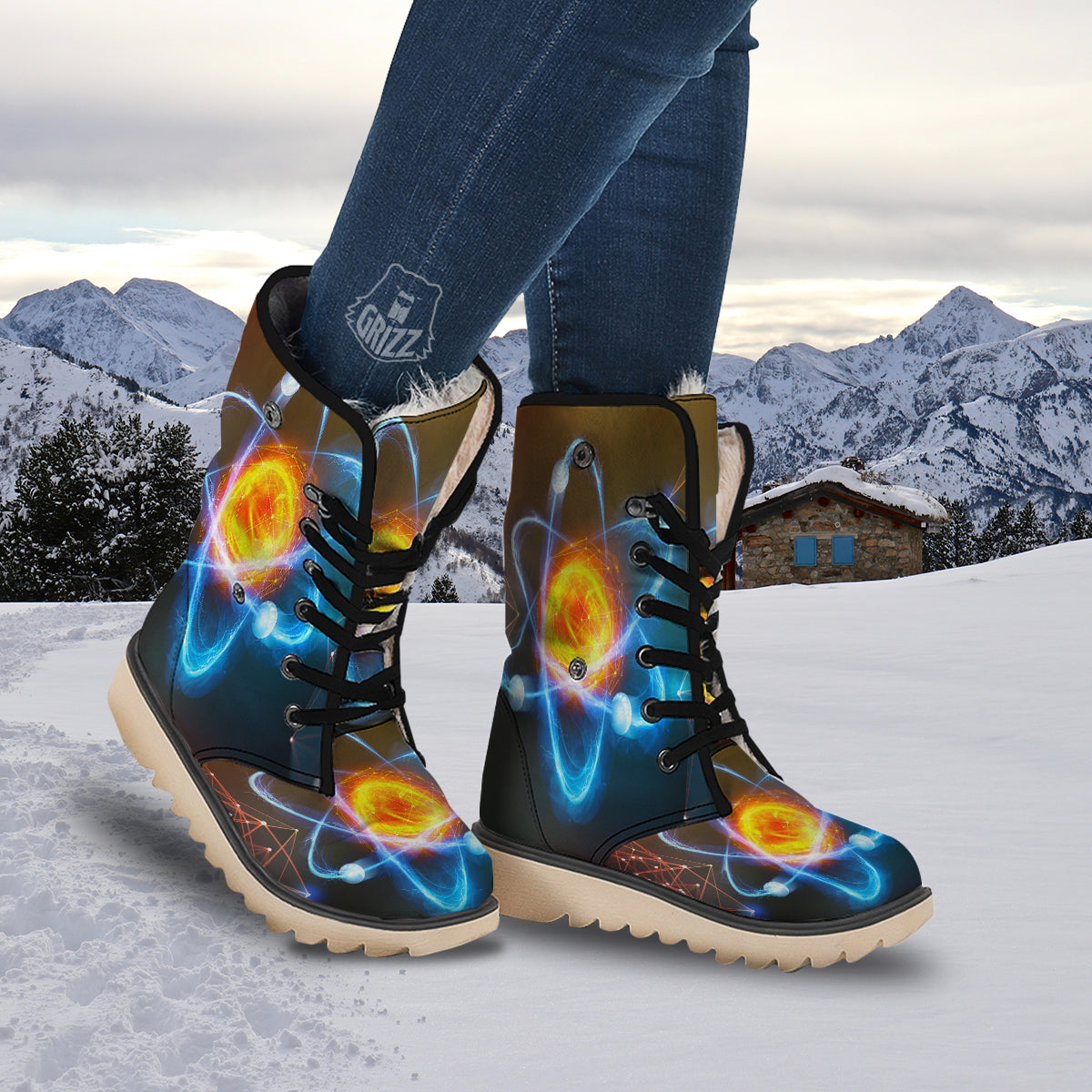 Atomic Structure Print Snow Boots-grizzshop