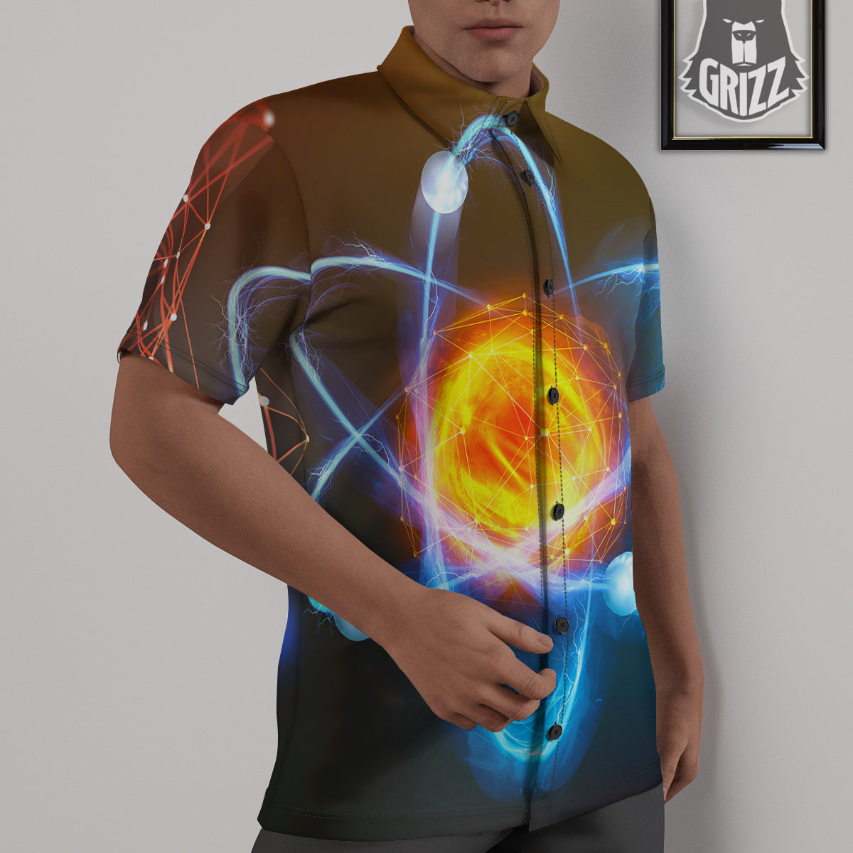 Atomic Structure Print Untucked Shirts-grizzshop