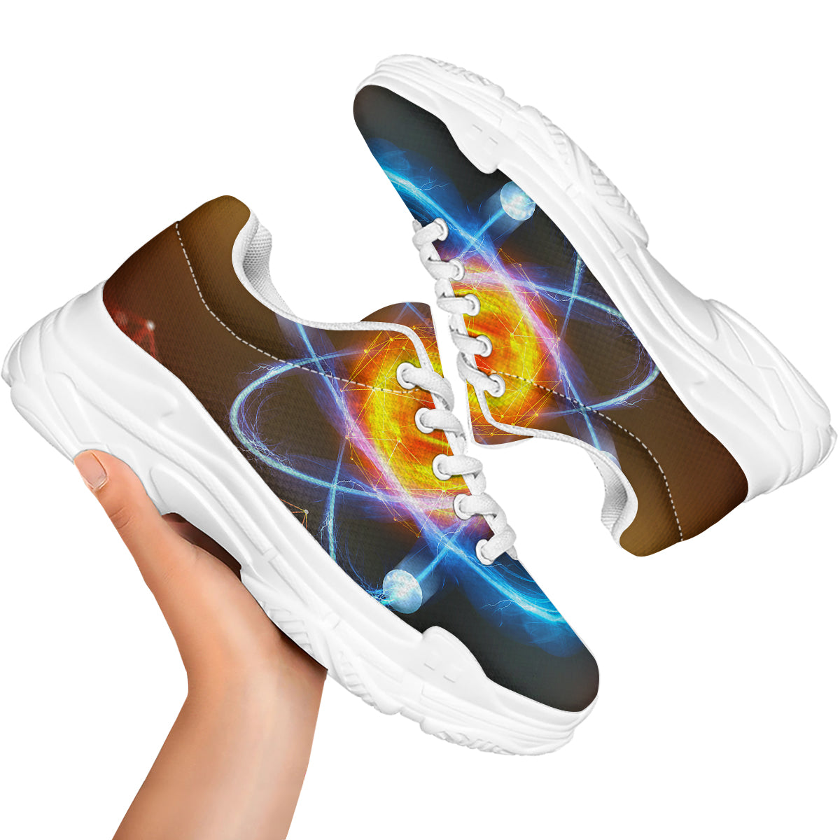 Atomic Structure Print White Chunky Shoes-grizzshop