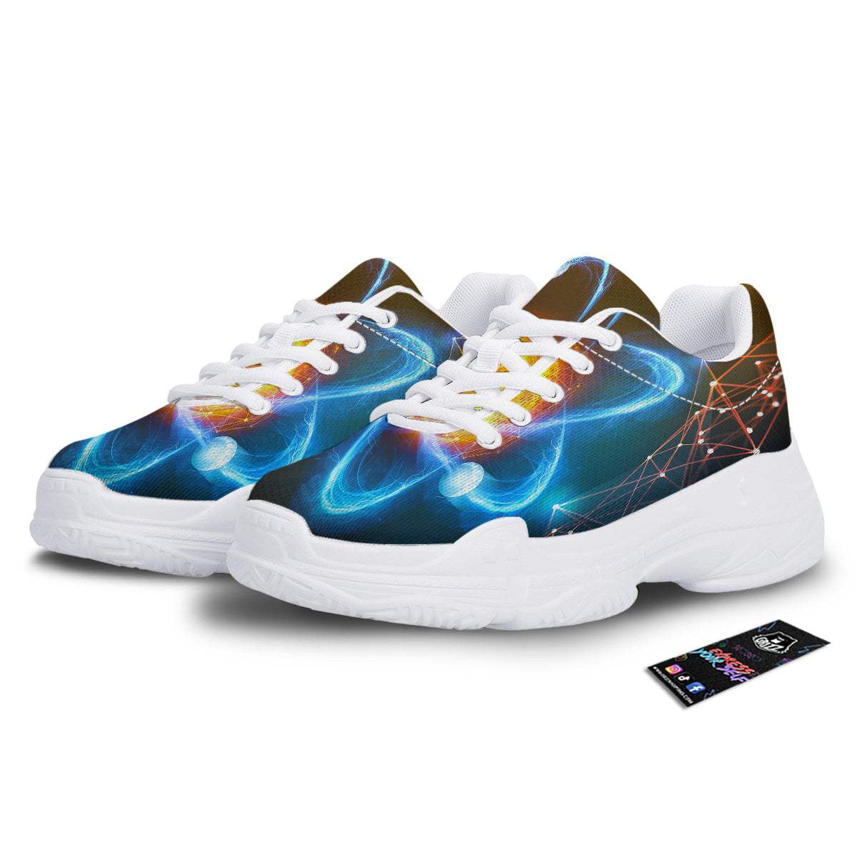 Atomic Structure Print White Chunky Shoes-grizzshop