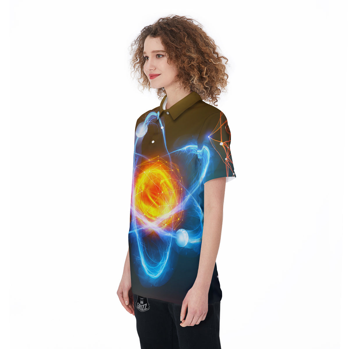 Atomic Structure Print Women's Golf Shirts-grizzshop