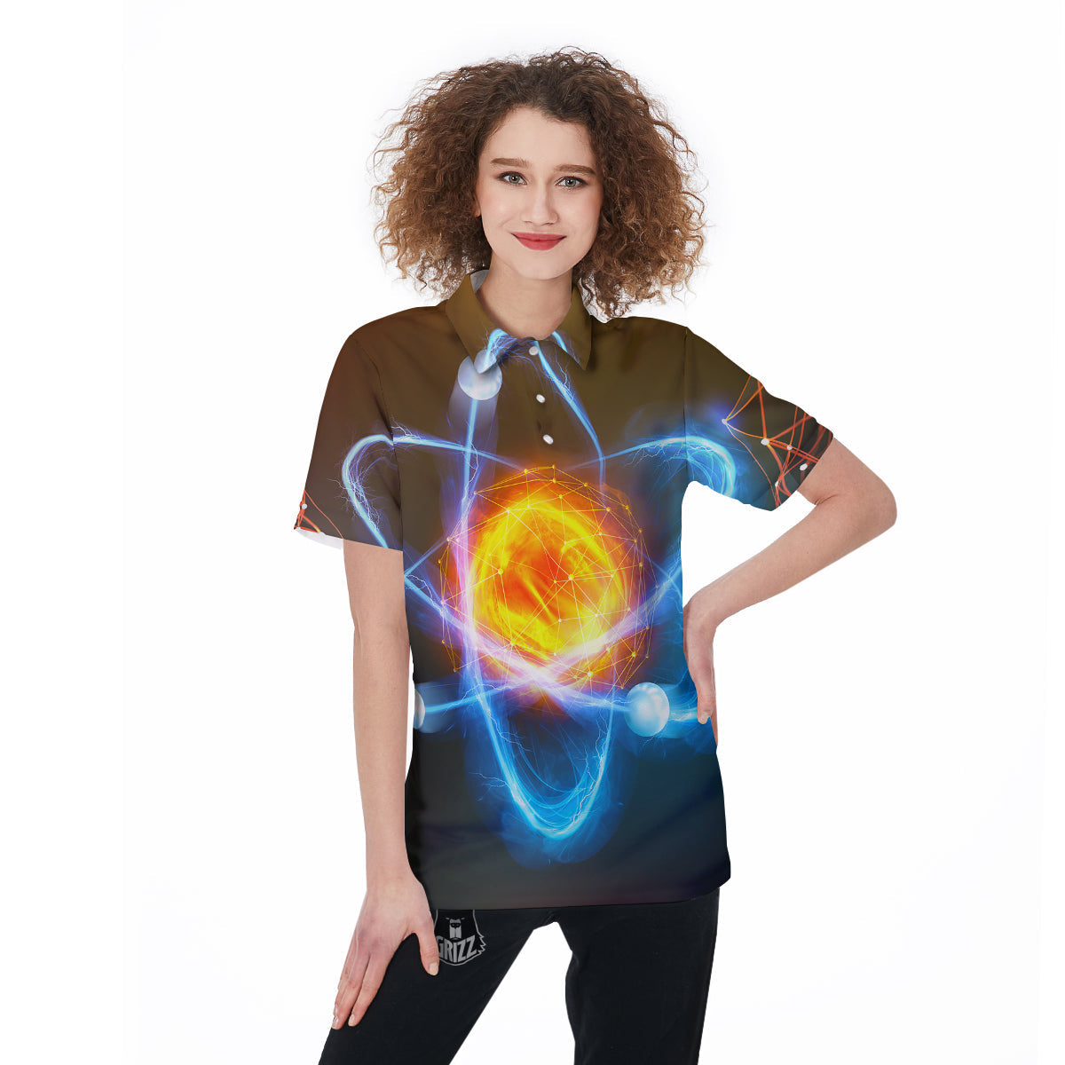 Atomic Structure Print Women's Golf Shirts-grizzshop