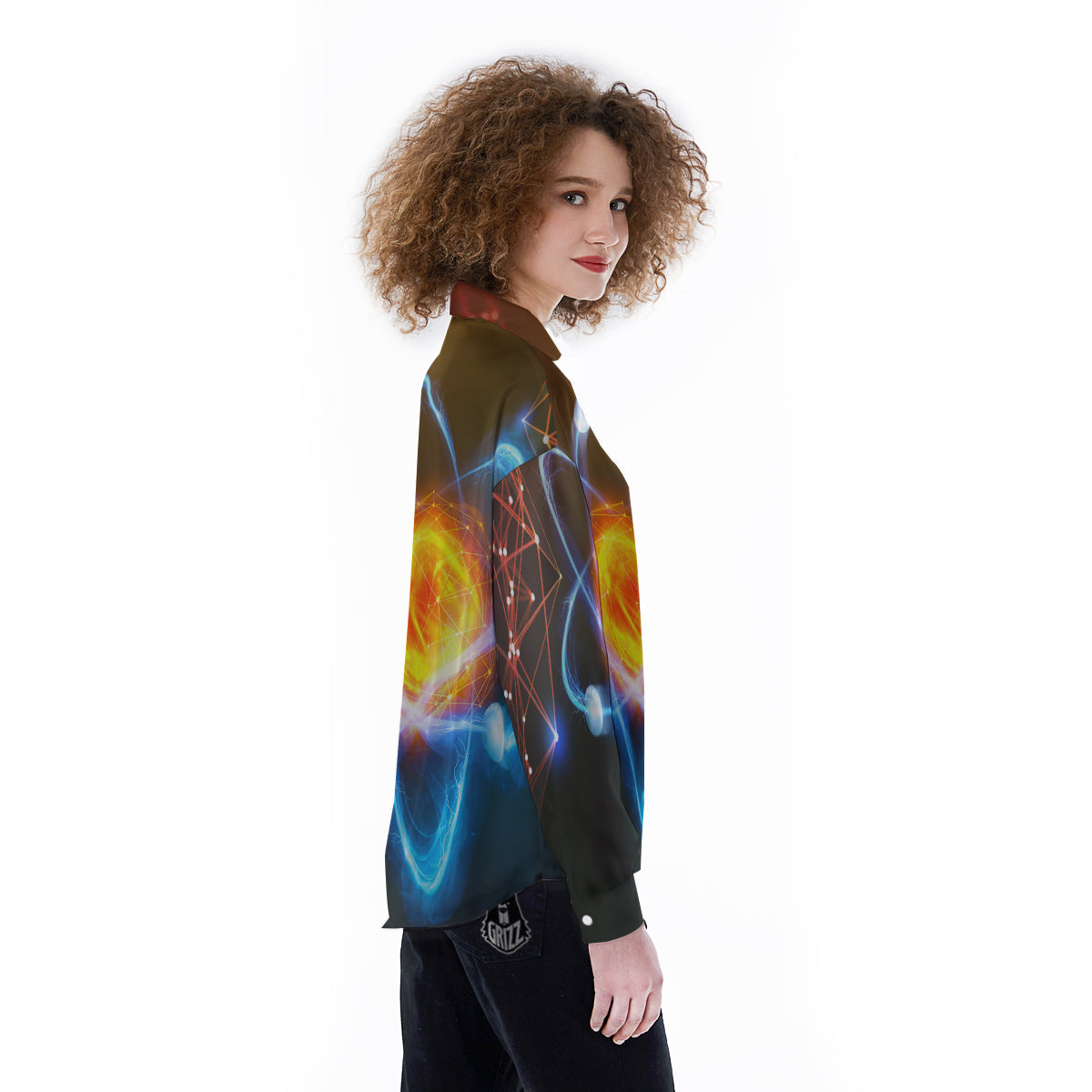 Atomic Structure Print Women's Long Sleeve Shirts-grizzshop