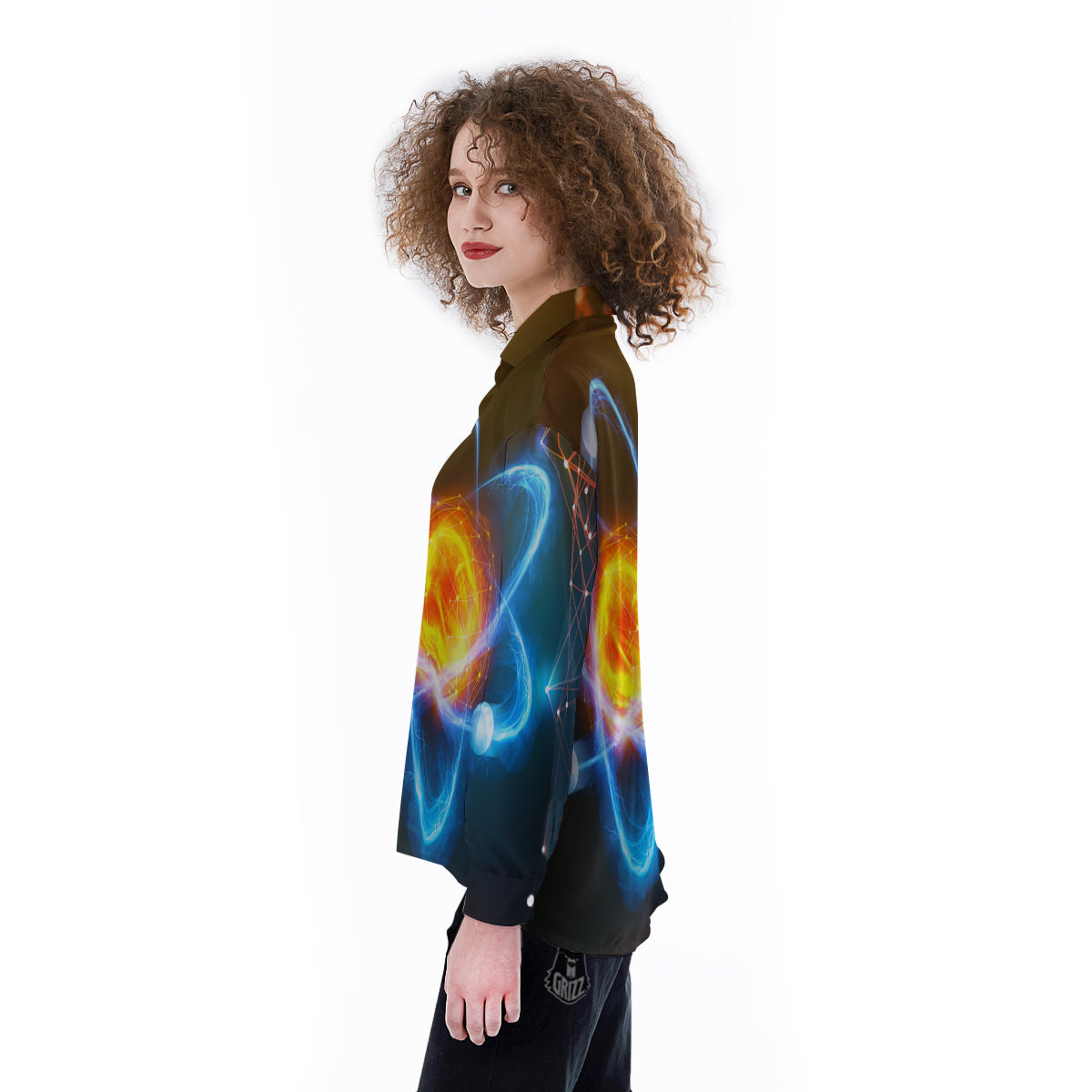 Atomic Structure Print Women's Long Sleeve Shirts-grizzshop