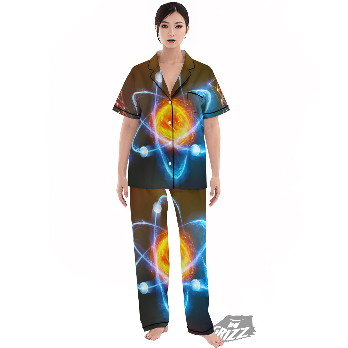 Atomic Structure Print Women's Pajamas Set-grizzshop