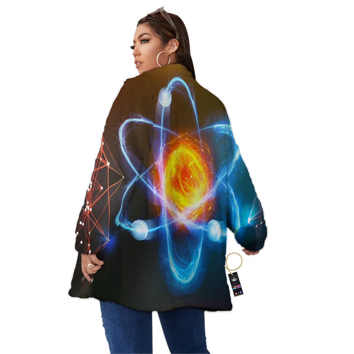 Atomic Structure Print Women's Sherpa Jacket-grizzshop