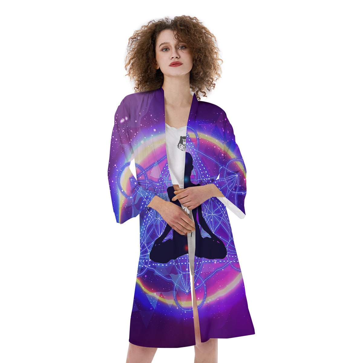 Aura Chakras Colorful Print Kimono-grizzshop